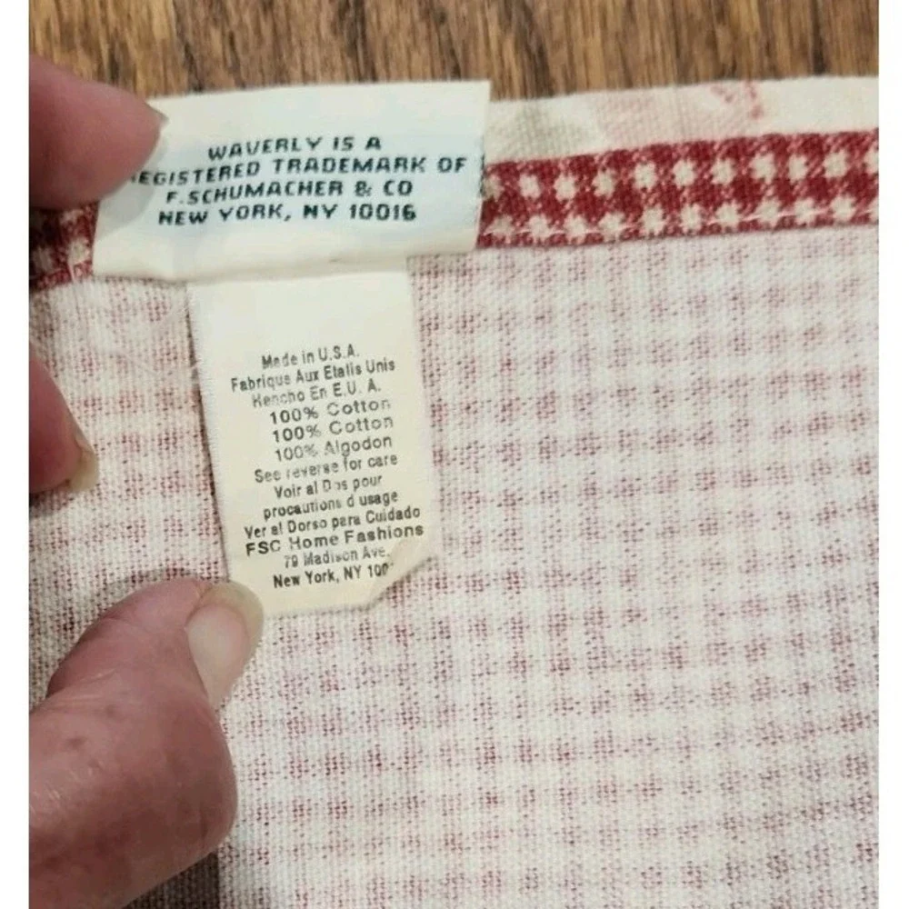 Waverly NORFOLK ROSES Red Gingham Layered Scalloped Valance 15 X 76 Cottagecore